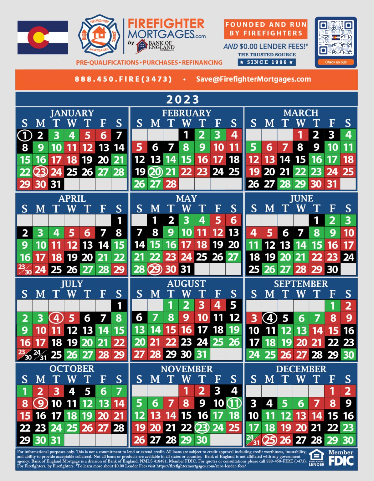 Firefighter Shift Calendars Firefighter Mortgages®